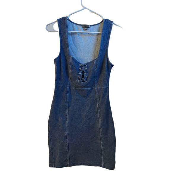 VTG Y2K G by GUESS Corset Bodycon Blue Cotton Denim Mini Dress/ 90s EUC Sz XS S - Picture 2 of 6
